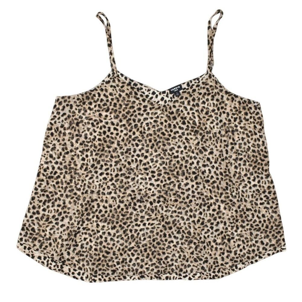 Torrid Sophie Brown Cheetah Polyester Blouse Size 2 Plus V Neck Sleeveless